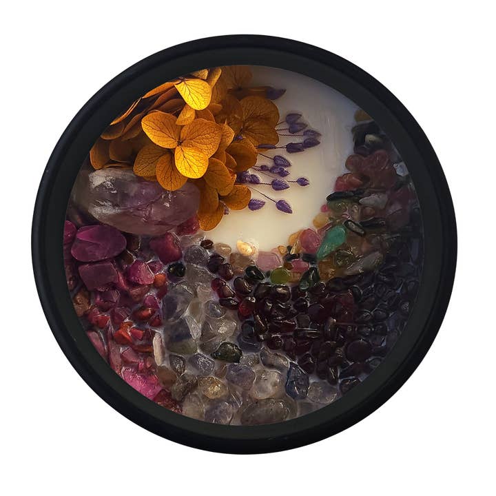 Nymph & Satyr Co. - Wholesale Jar/Filled Candle - Mamu • 10oz Soy Crystal Candle (Black Glass)1