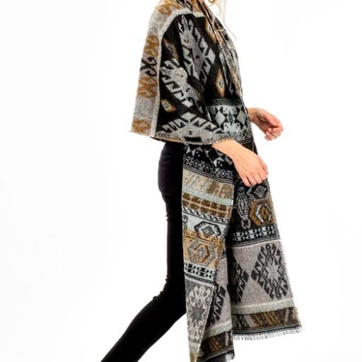 Cap Zone - Wholesale Scarf - Women's - Tribal Navajo Boho Over Sized Blanket Shawls Scarf1