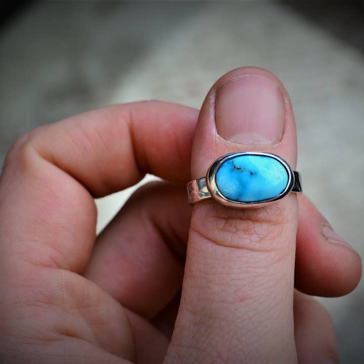 Anel T57 - Prata esterlina com turquesa por atacado de RoxyLab