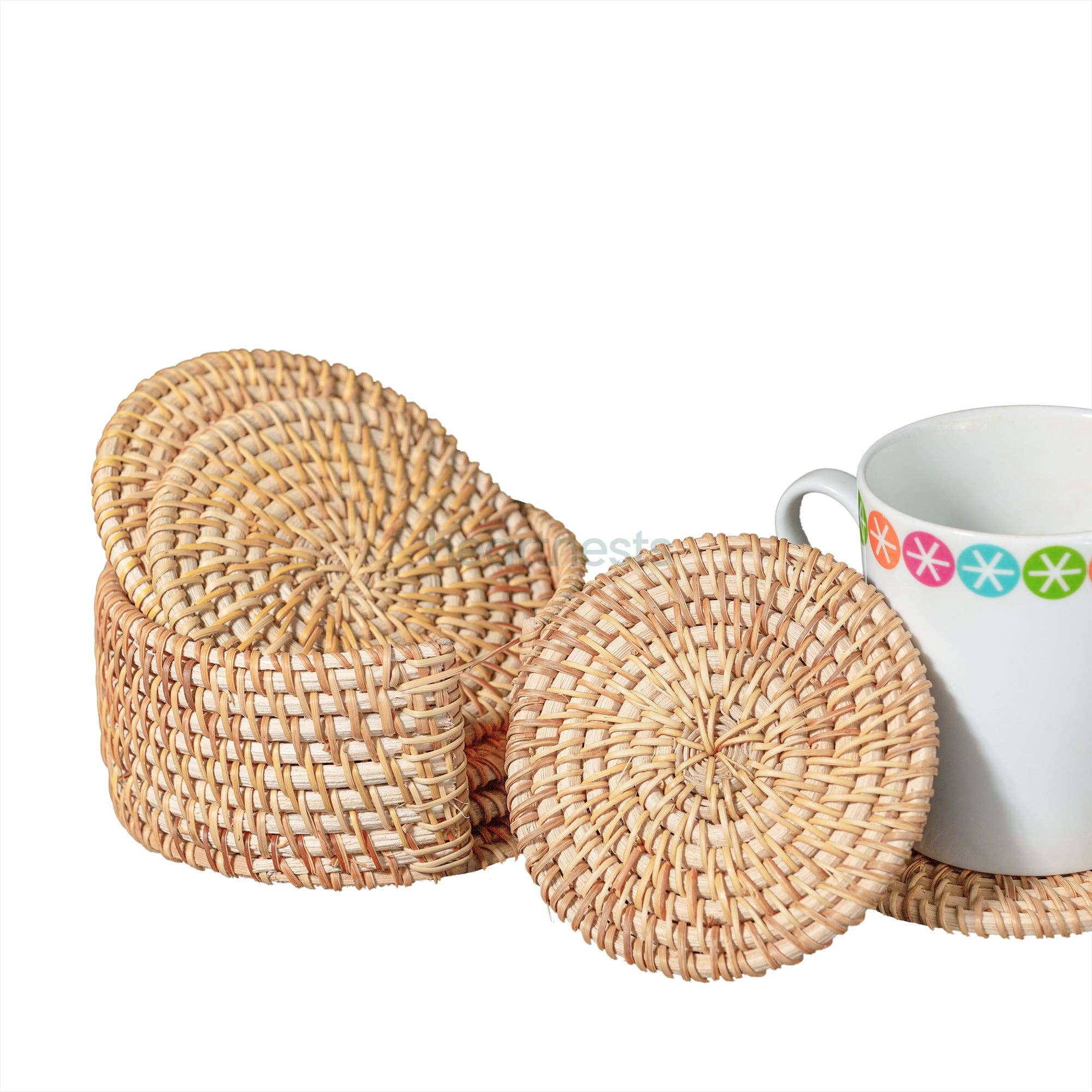 heartnests - Wholesale Coasters - Costella Rattan Coaster Set of 6 Coasters2