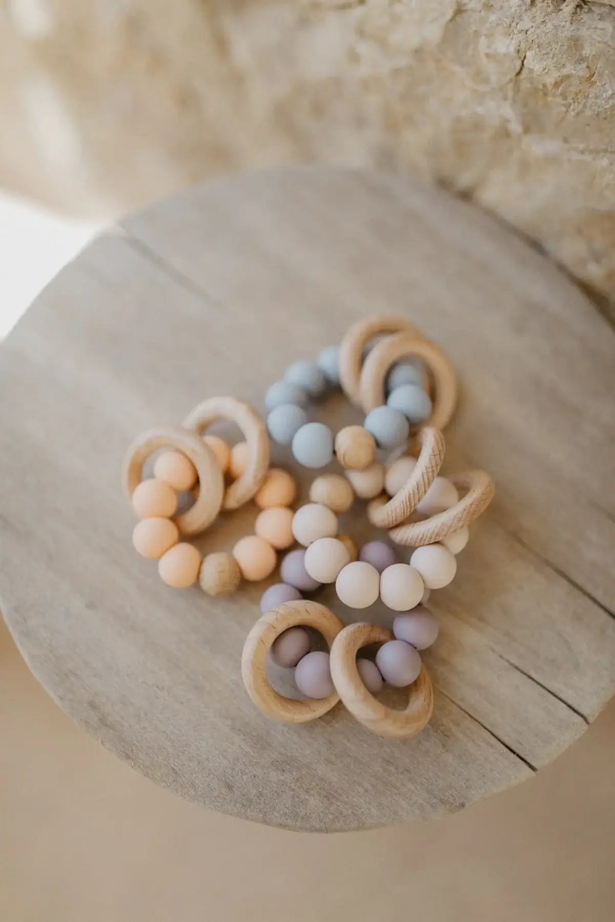 Leevje - Vendita all'ingrosso Massaggiagengive (senza clip) - Neonati - Anello da dentizione « Powder Rose »1