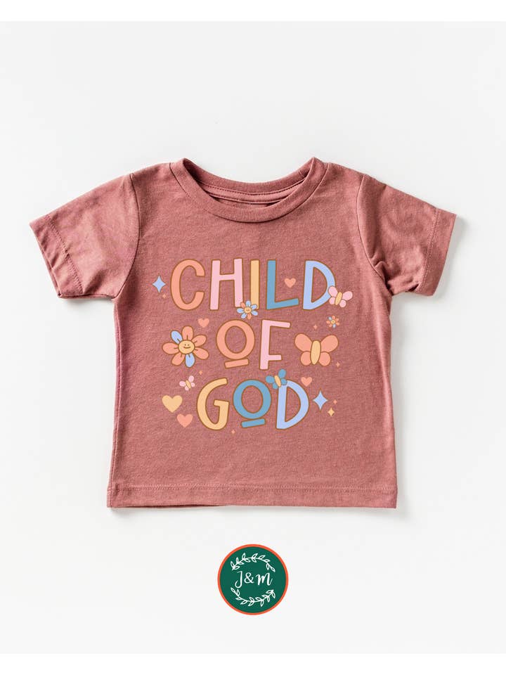 J & M Designs a Christian Brand – Engroshandel T-shirt med serigrafitryk – til børn – Child of God T-shirt