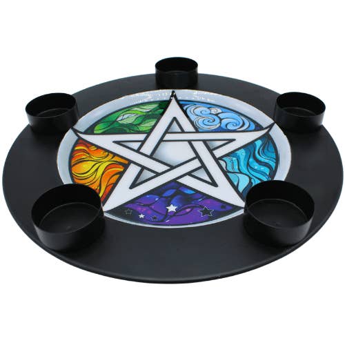 Metal T-Light Holder & Charger Plate Pentagram for wholesale by Eastern Trading