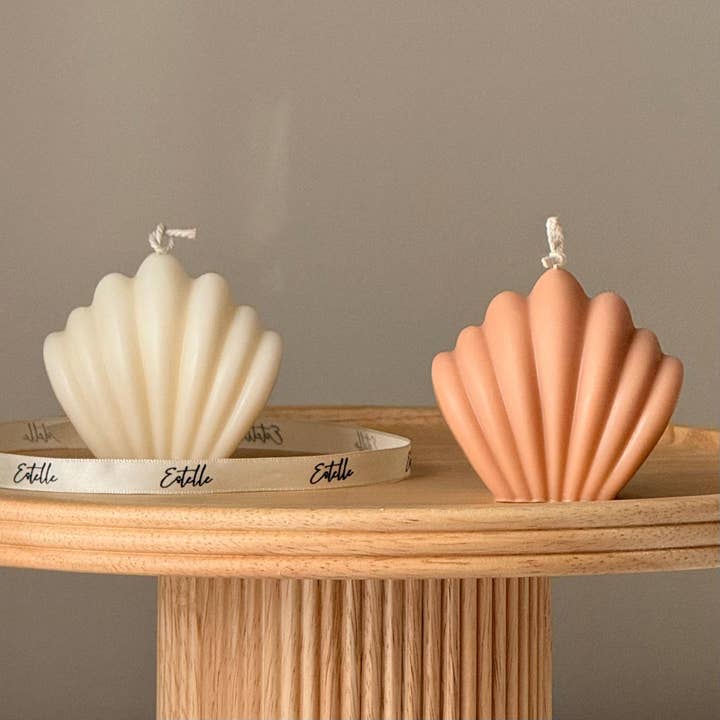 Scallop Shell Candle: Summer Home Decor, Vegan Soy Wax for wholesale by Estelle Studio