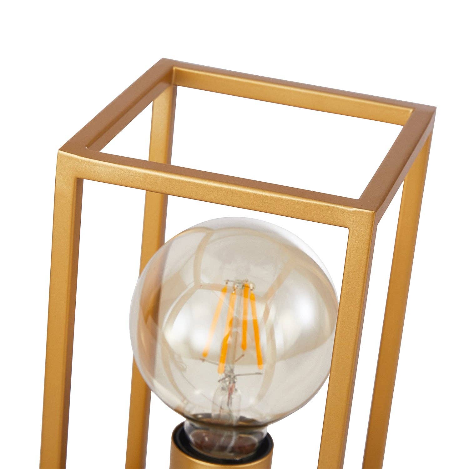 Happy Homewares – wholesale Accent/desk lamp – Vintage and Industrial Style Satin Gold Table Lamp with Rectangular Cage Design2