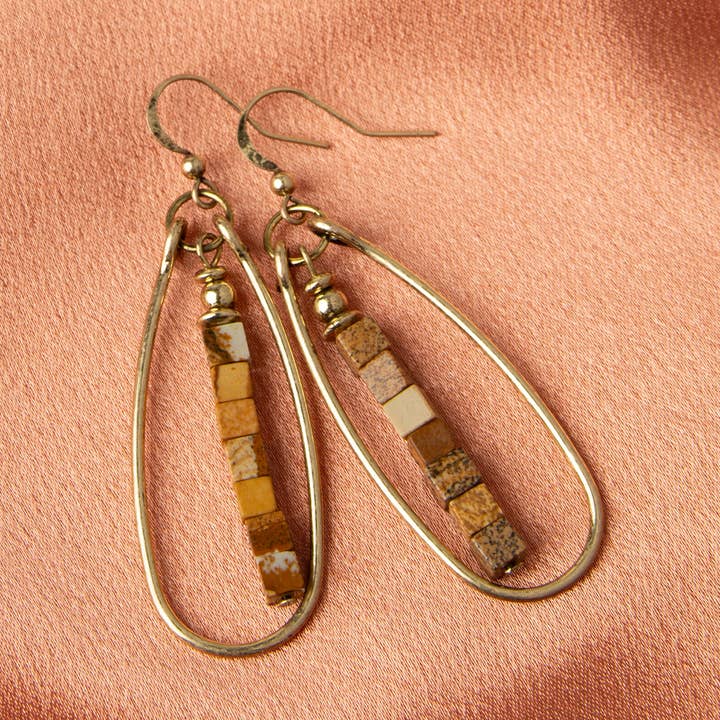 Wild Spirit Picture Jasper Frame Teardrop Earrings for wholesale by Howard's