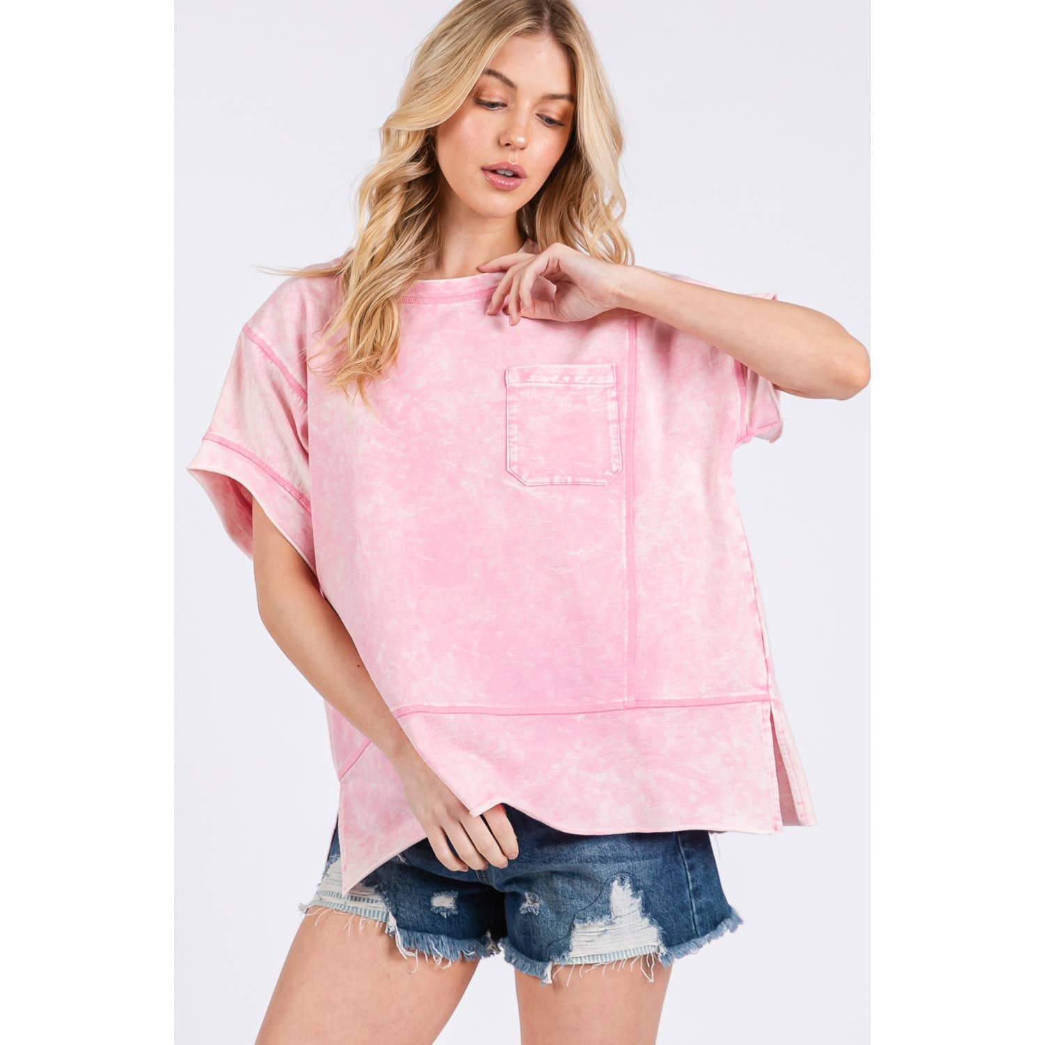 Sage + Fig – Engroshandel T-shirt – til kvinder – VINTAGE MINERAL VASKET KORTÆRMET TEE (ST7809)4