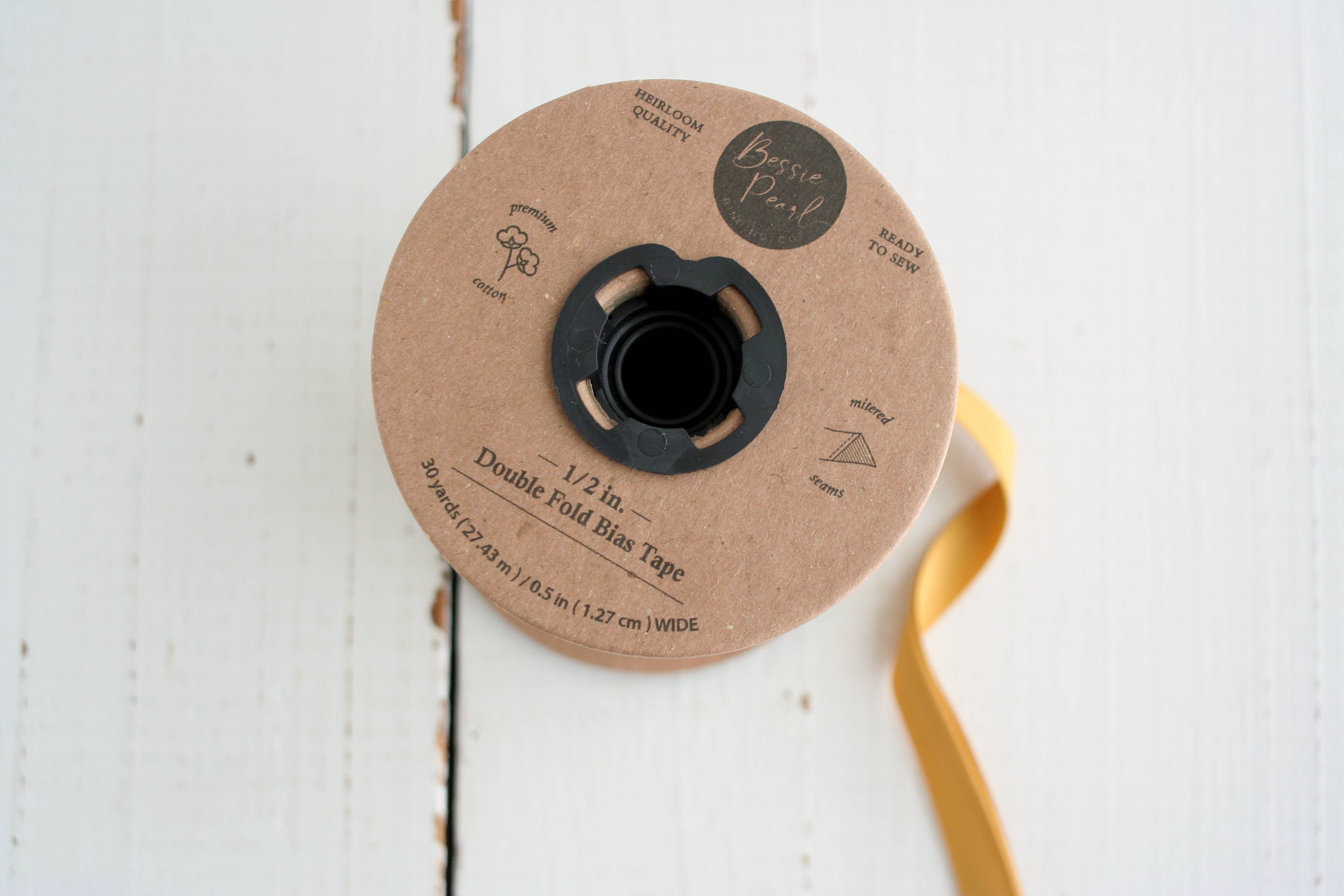 Bessie Pearl Binding Co - Wholesale Craft Supplies - 1/2" Double Fold Bias Binding -  Floret Floral, Teal, Spool1