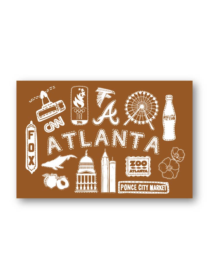 Atlanta Icons Postcard for wholesale by The Gold Ink Press
