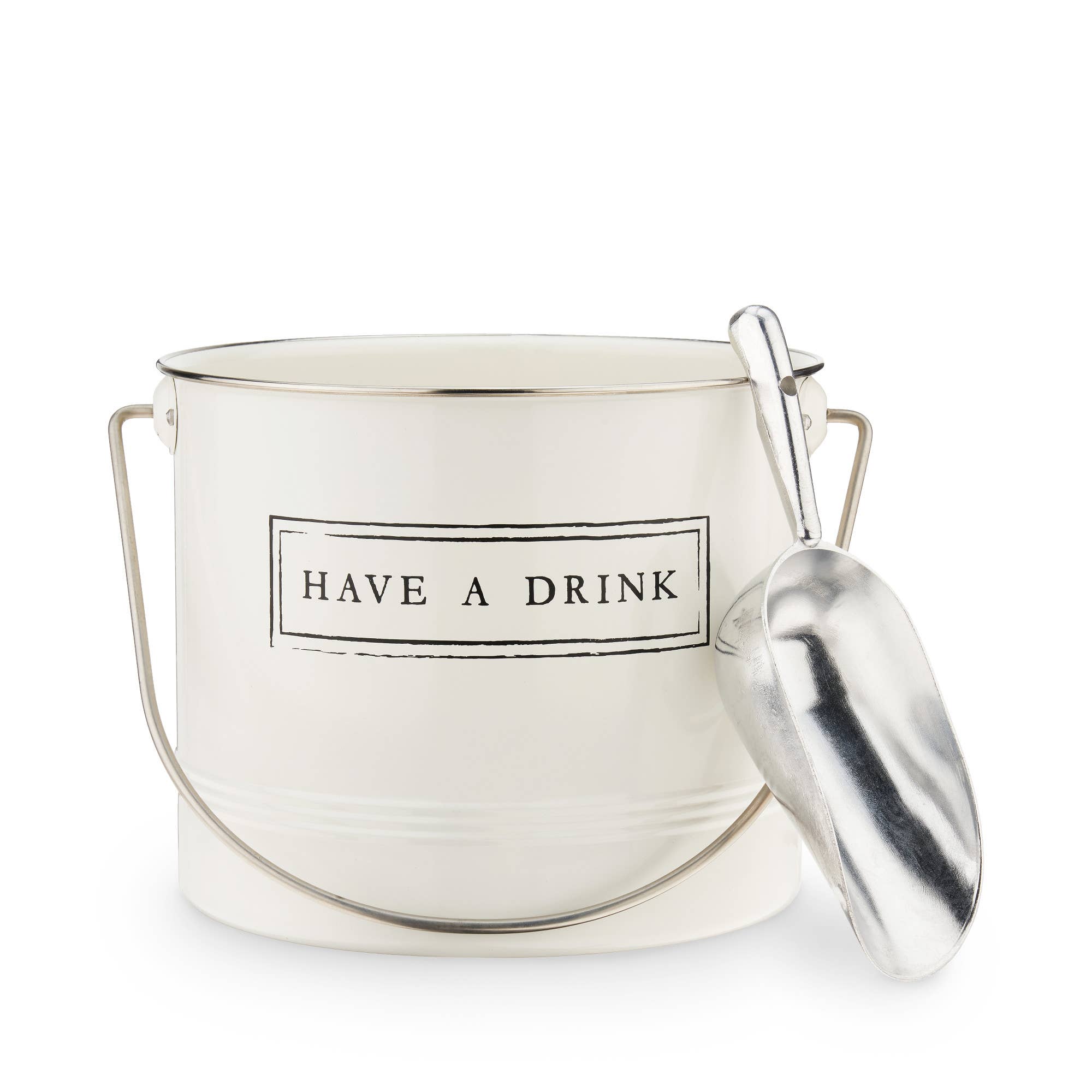 Twine - Wholesale Ice Bucket - Galvanized Metal Ice Bucket and Scoop Have A Drink in White0