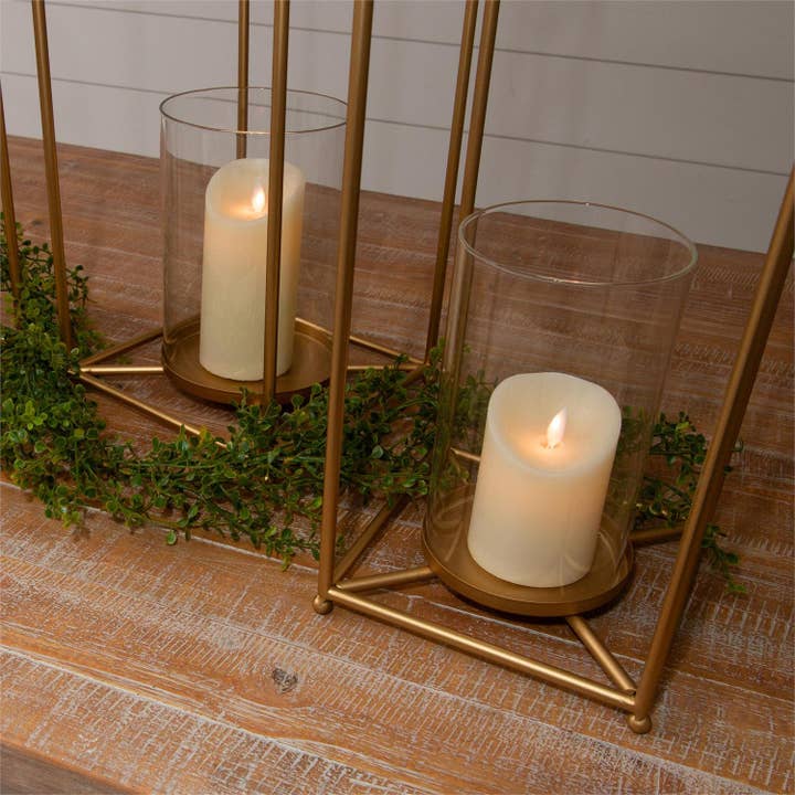 Audrey's Home & Gift - Wholesale Candle Holder - Gold Cage Lantern Candle Holders (Set Of 03)