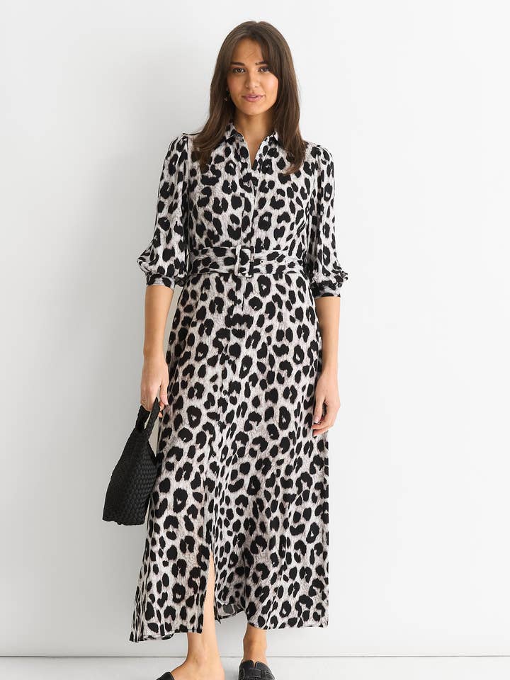 Animal Print Shirt Maxi Dress for wholesale by GINI LONDON