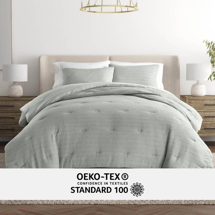 ienjoy Home - Wholesale Bedding Set - Waffle Textured 3 Piece Down Alternative Comforter Set4