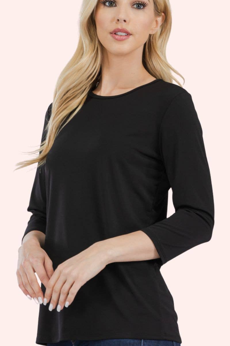 Celeste Clothing - Wholesale T-Shirt - Women's - CLASSIC 3/4 SLEEVE CREW NECK TOP -CT1321412