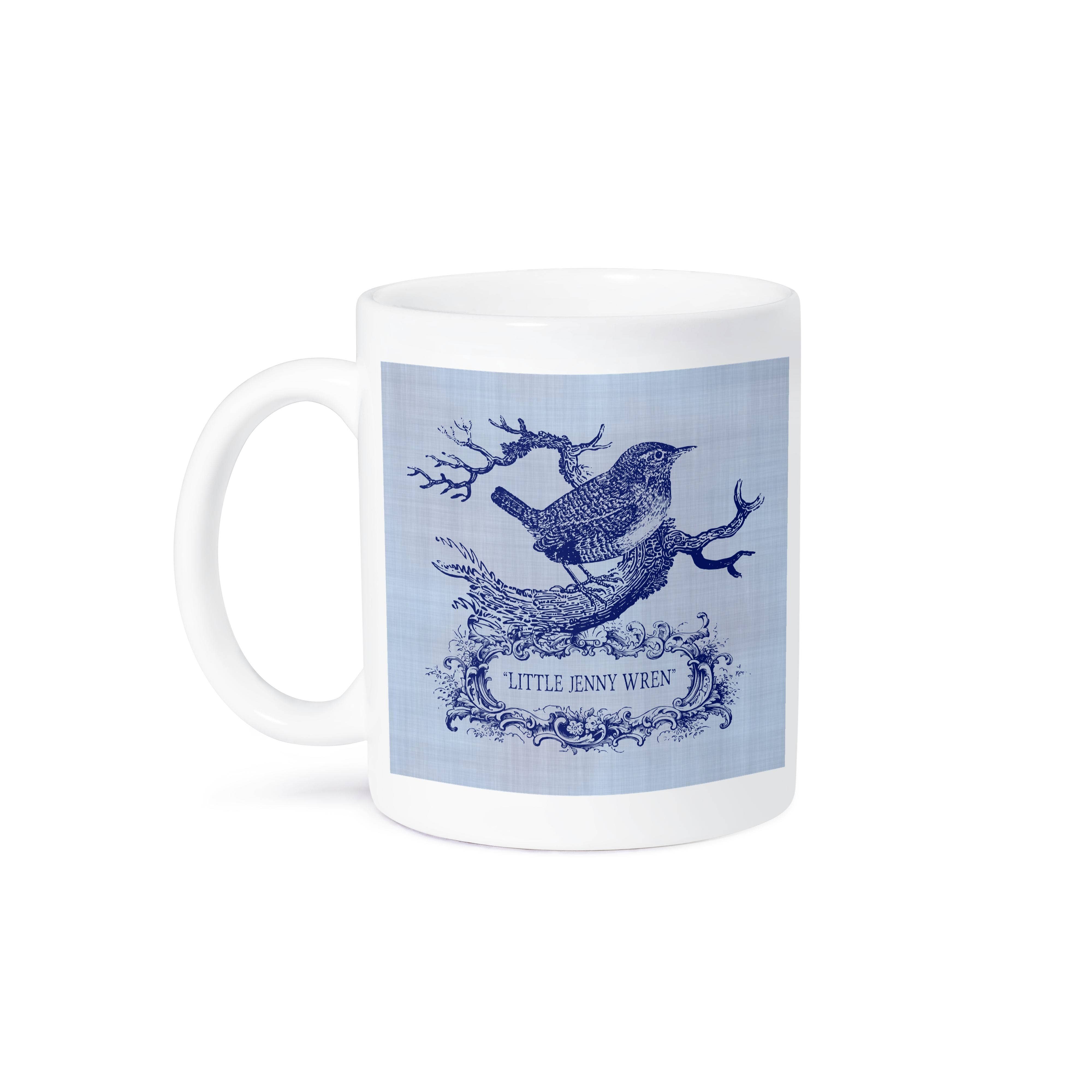 3dRose - Wholesale Coffee Mug - 3dRose, Little Jenny Wren- pretty little bird and cartouche in blue, Mug7
