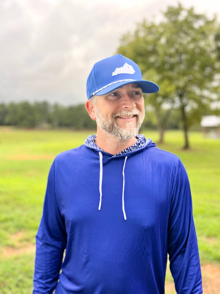 Lexington Blue and White State Performance Hoodie for wholesale by Happy By Rachel, LLC