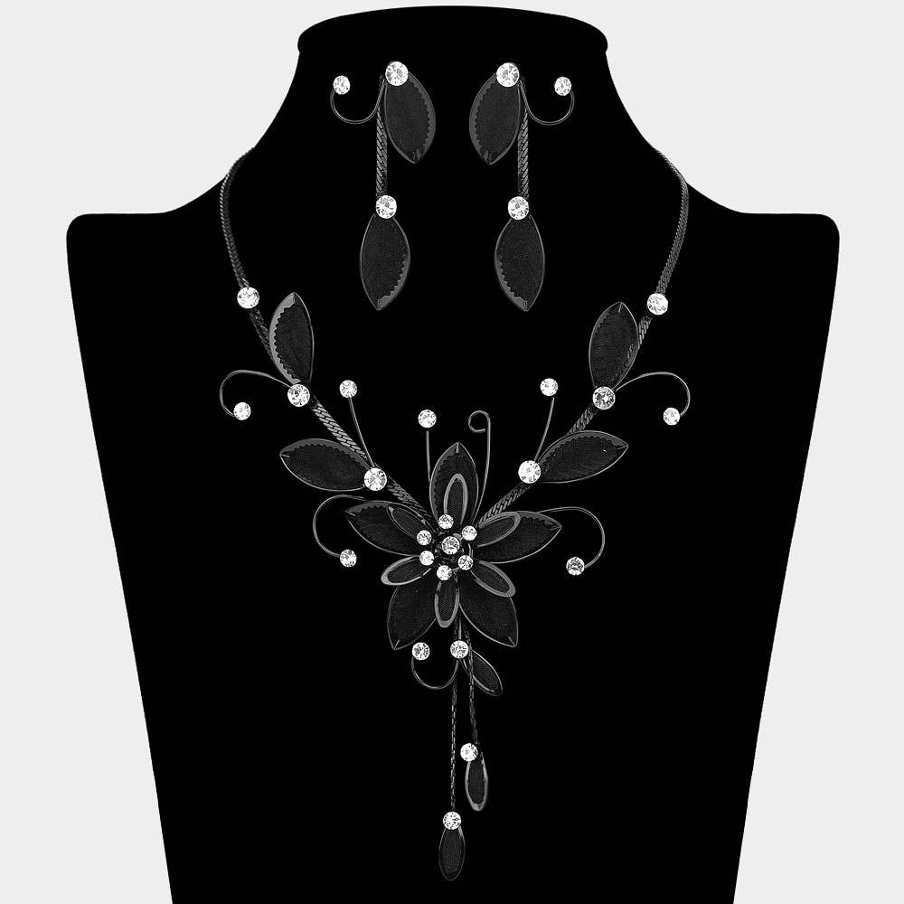 Sensibling Corp. - Vente Colliers plastrons - Collier Plastron Feuille Fleur en Maille de Pierre2