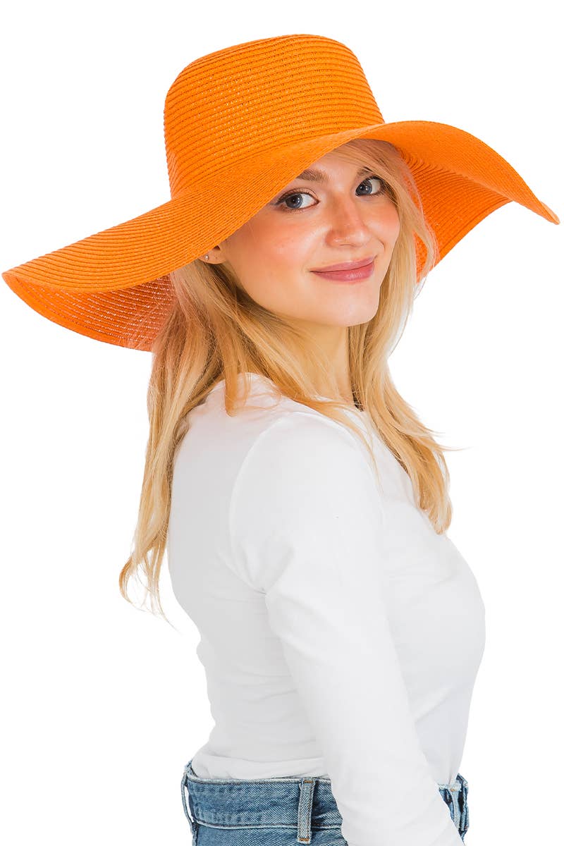 Cap Zone - Venta al por mayor Sombrero de paja - Mujer - Sombrero de sol de paja con tejido apretado, color sólido y ala ancha flexible46