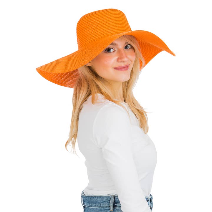 Cap Zone - Venta al por mayor Sombrero de paja - Mujer - Sombrero de sol de paja con tejido apretado, color sólido y ala ancha flexible46