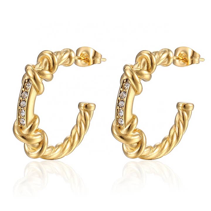 Brincos em forma de C - aço inoxidável ouro 18K por atacado de Radiant Luscious