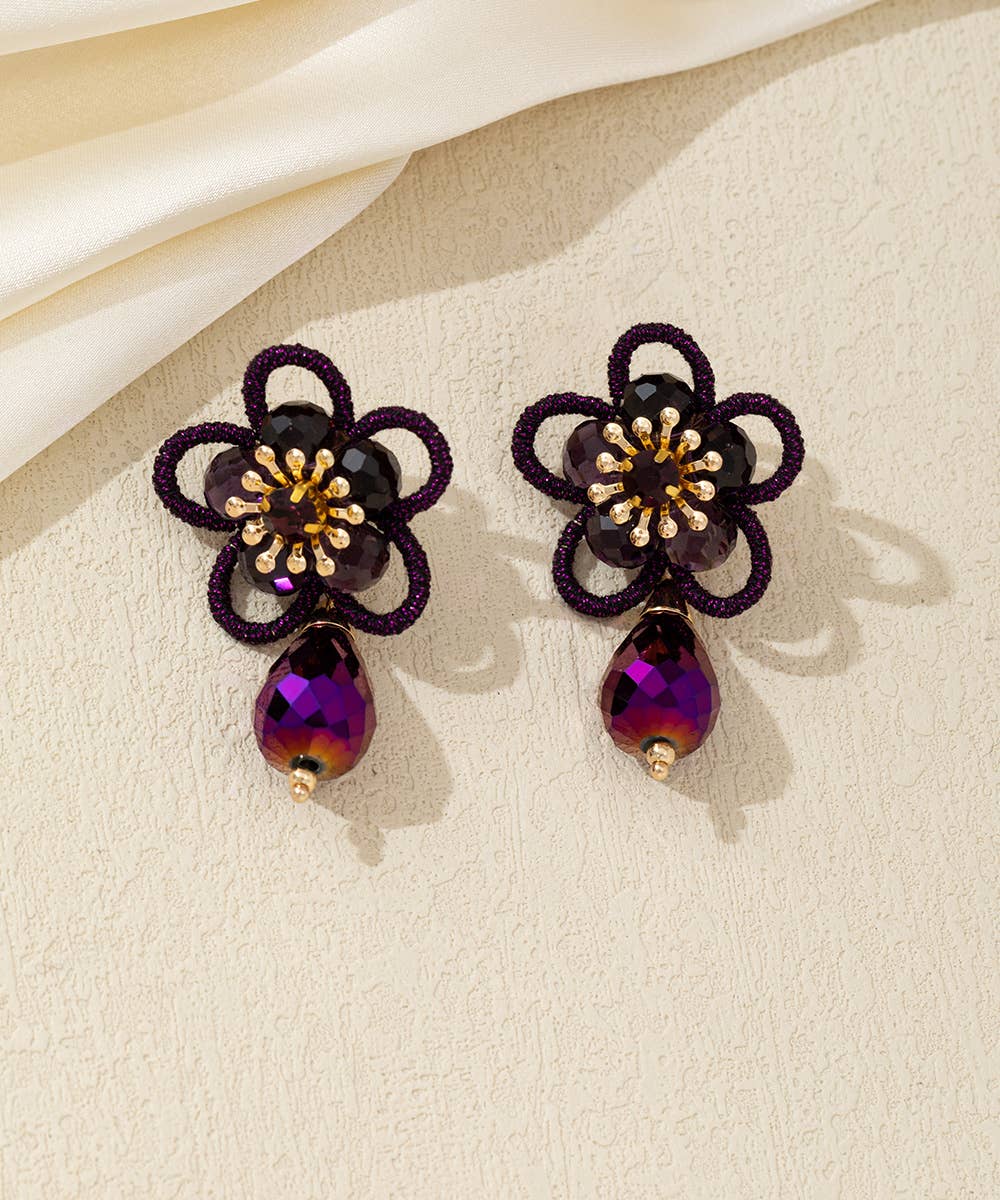 Blossom bijoux - Wholesale Dangle Earrings - Crystal Flower Drop Stud Earrings – 26AHBOL0333