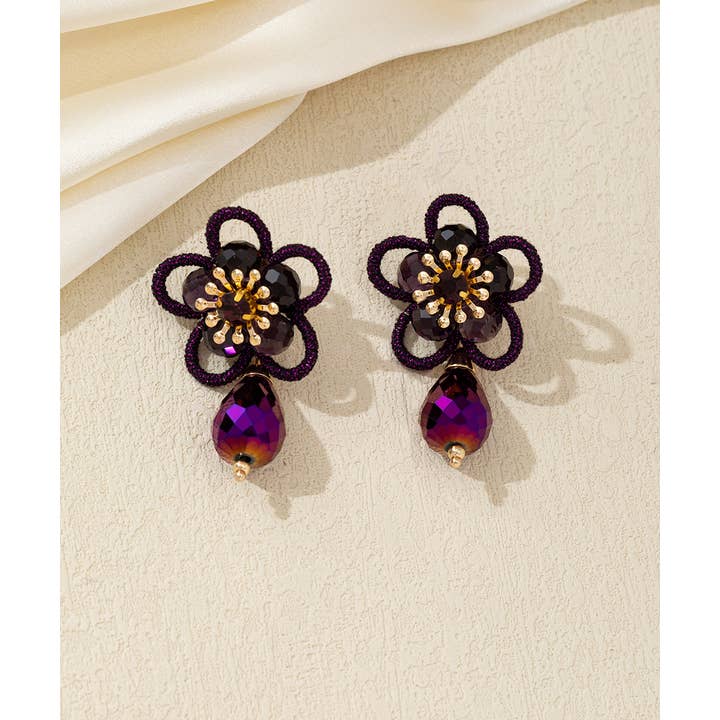 Blossom bijoux - Wholesale Dangle Earrings - Crystal Flower Drop Stud Earrings – 26AHBOL0333