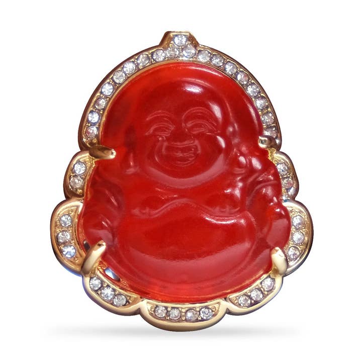 Buddha kavajnål - röd för wholesale av Kingpinz