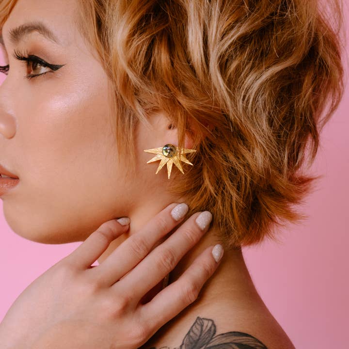 Cameoko - Vendita all'ingrosso Orecchini a bottone - Sunshine - Orecchini con gemma schiacciata2