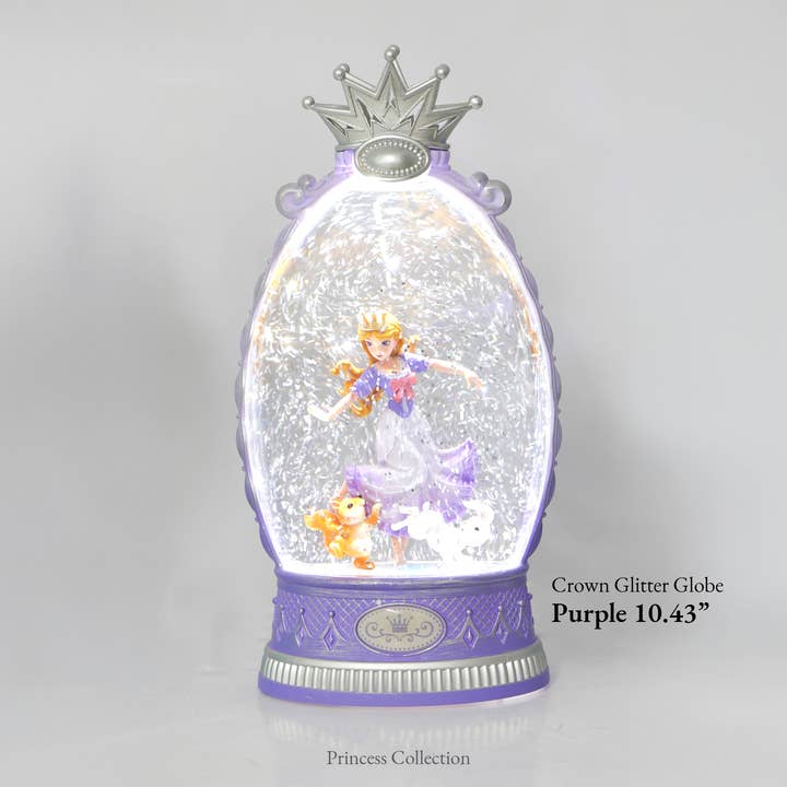 10.4" Lighted Princess Crown Glitter Globe – Purple for wholesale by IE GIFT