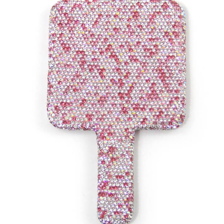 Ole - Wholesale Compact mirror - Square Ceramic Rhinestone Hand Mirror M043019