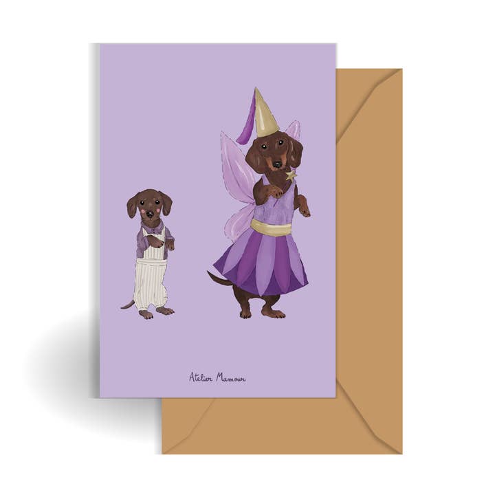 Card "the dachshund fairy" for wholesale by Atelier Mamour
