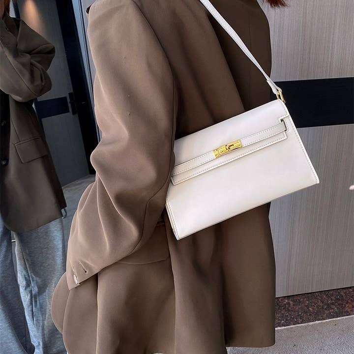 Sook Stainable – wholesale Axelremsväska – Dam – Äkta läder kuvert axelväska med metallförslutning15