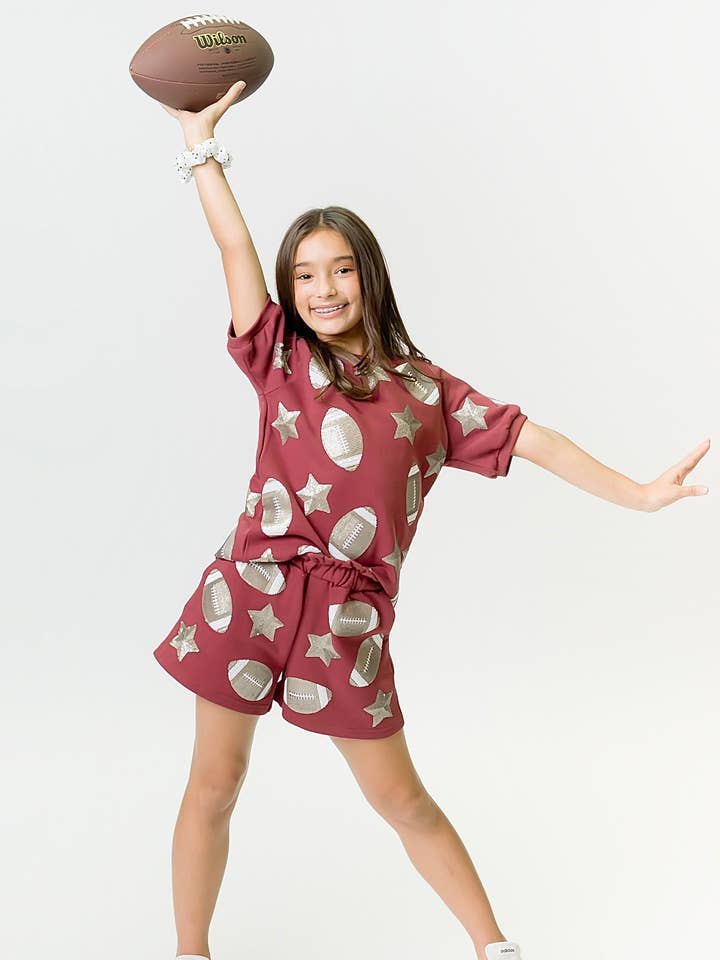 Maroon Football Top for wholesale by Belle Cher