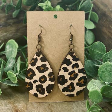 Leopard Teardrop Earring for wholesale by The Bohemian Bull LLC