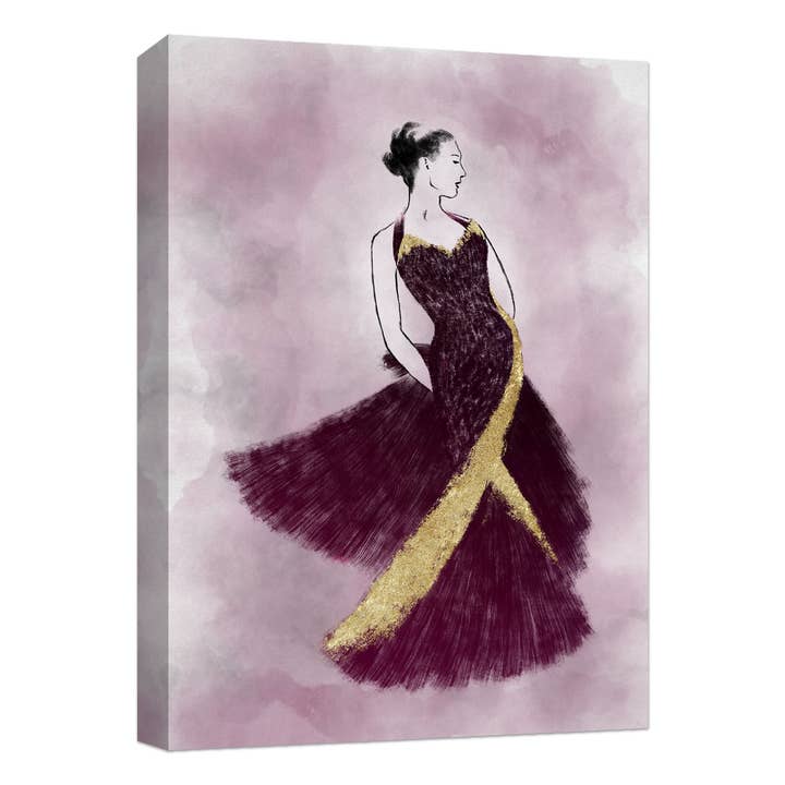 Décoration murale sur toile noire et violette 22 x 20 po pour la vente par PTM Images