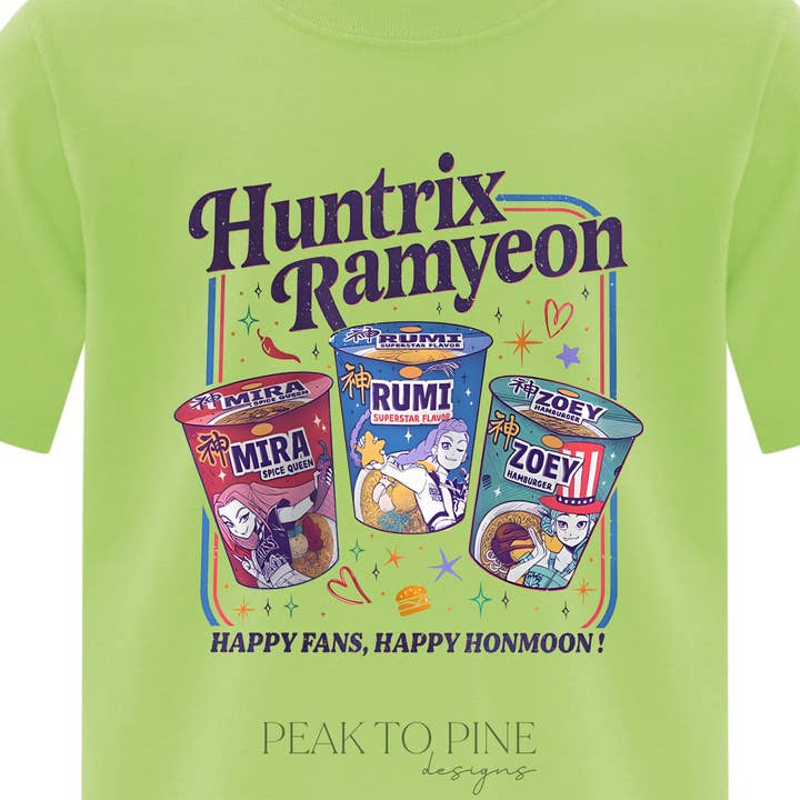Peak To Pine Designs - Wholesale Screen Printed T-Shirt - Kids - Huntrix Ramyeon - Kids T-Shirt1