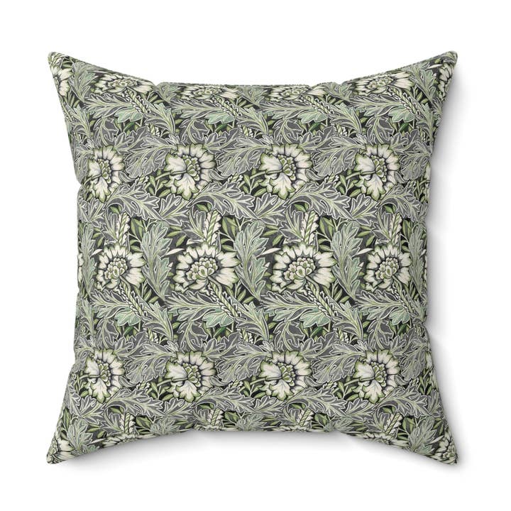 Cuscino in finta pelle scamosciata ispirato a William Morris - per la vendita all'ingrosso da parte di Willy Morris Home Emporium