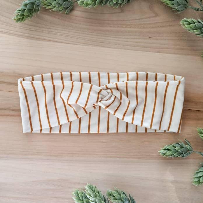 Mustard Stripe knot headband for wholesale by Square Lane Boutique