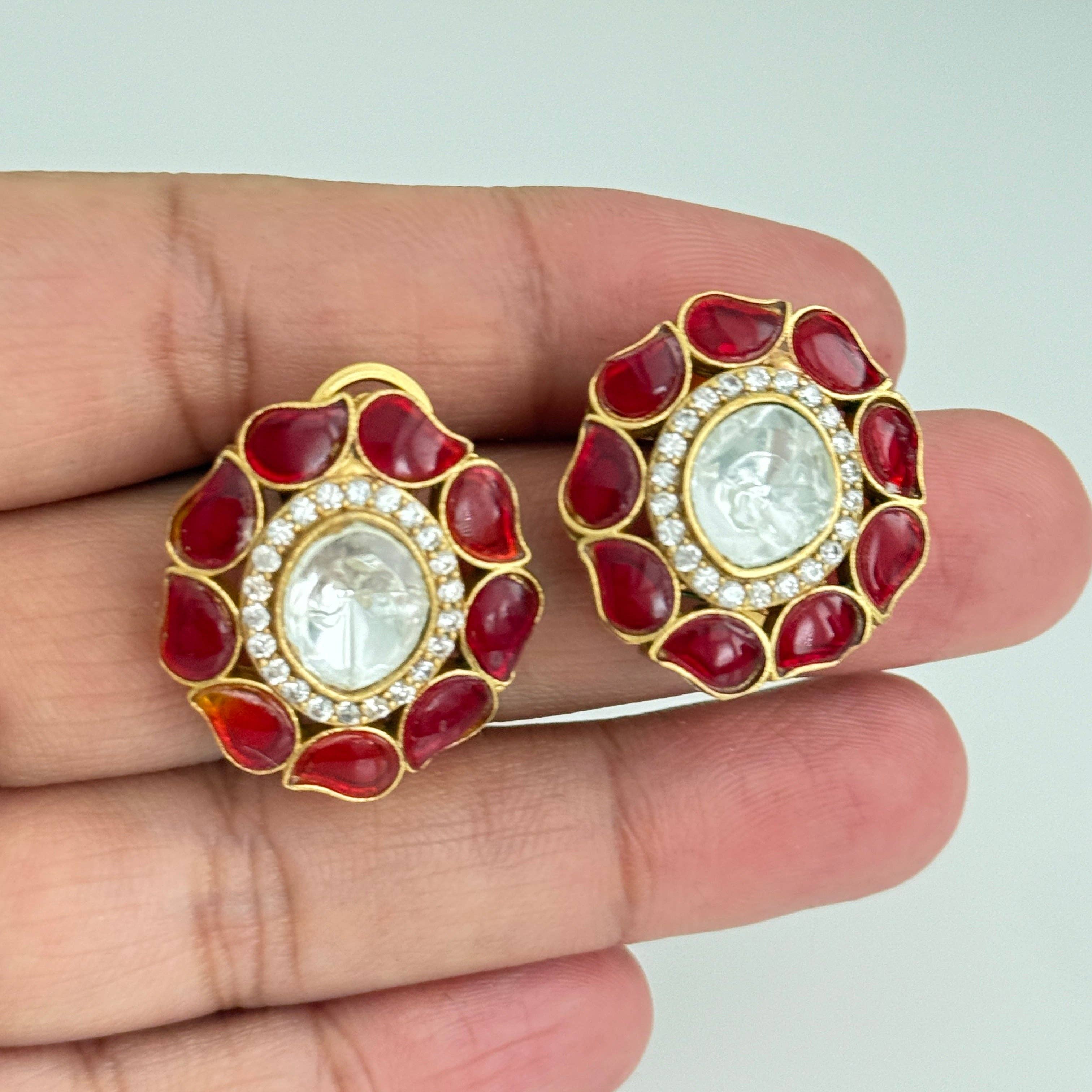 Vinnis Jewelry - Wholesale Dangle Earrings - Midnight Meenakari Kundan Stud Earrings – Royal Blue Ethnic Jewelry3