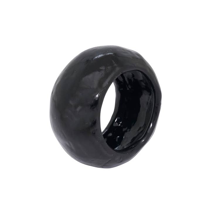 Fennco Styles - Wholesale Napkin ring - Black Capiz Napkin Ring 1
