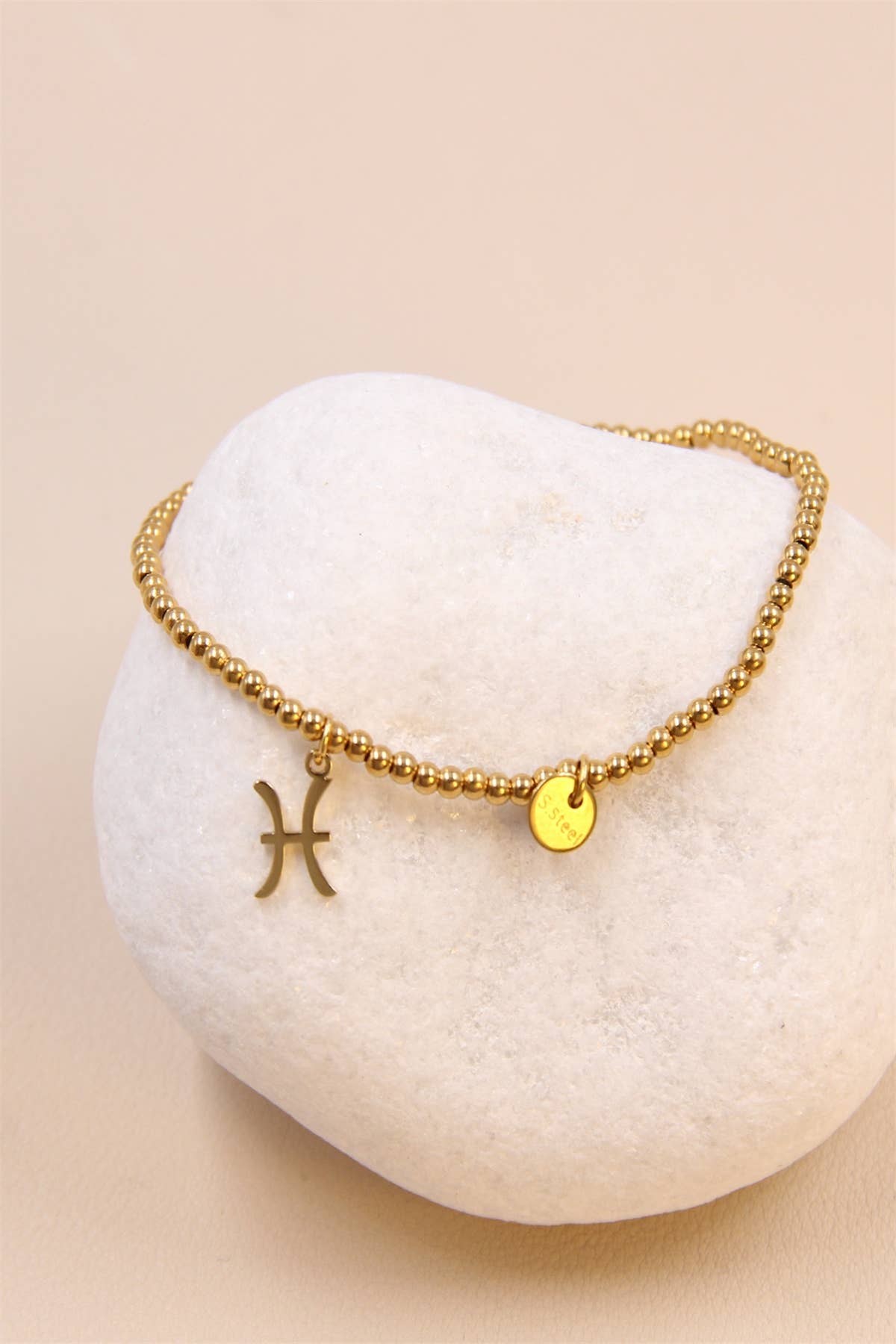 Dorée Bracelet Signe Astrologique Poisson En Acier Inoxydable en vente sur Faire0