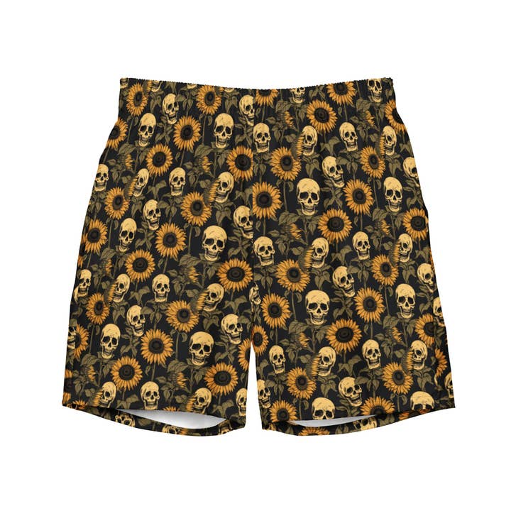 Costume da bagno uomo Sunflower Skulls per la vendita all'ingrosso da parte di Salty Skeleton Co.