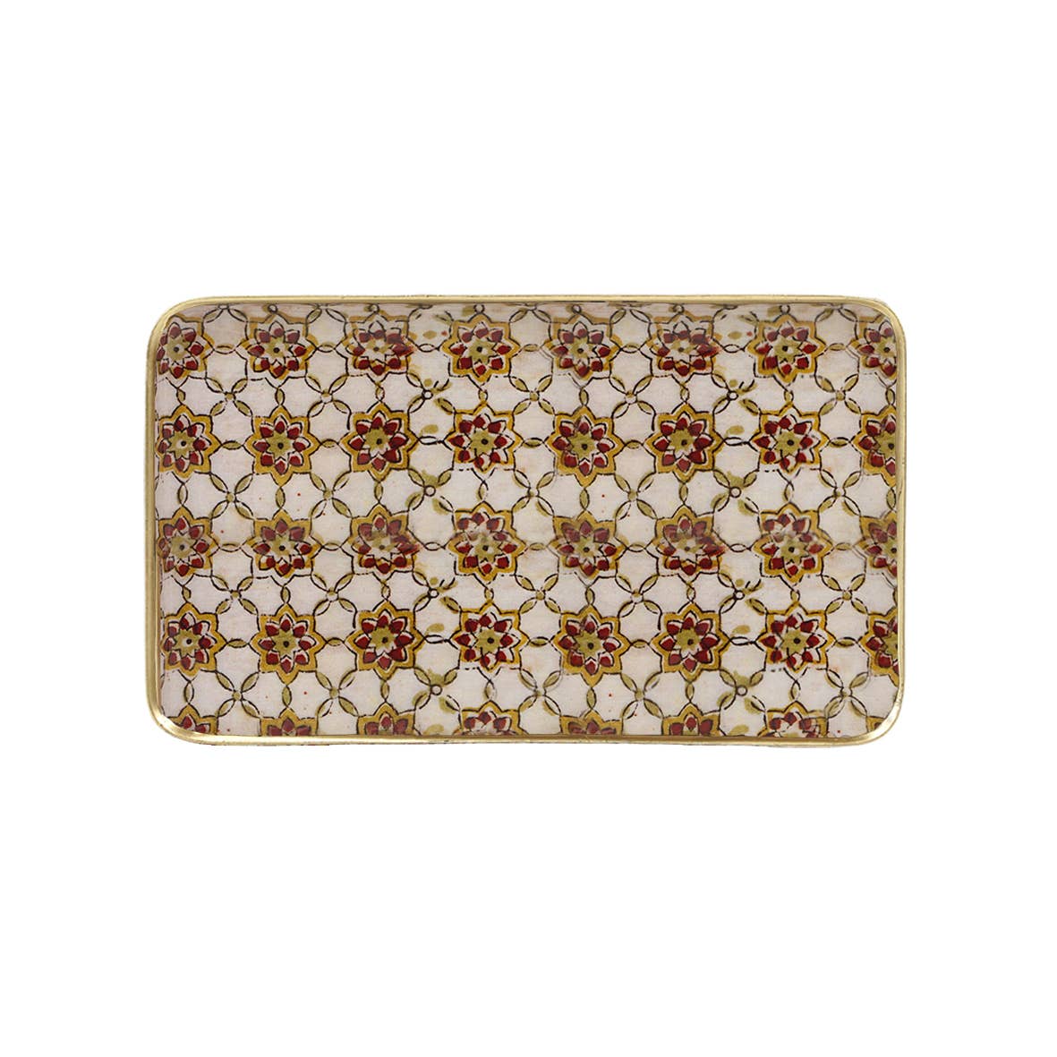 Maison Lilo – Bandeja decorativa por atacado – Tabuleiro de metal esmaltado Zellige tijolo 15x25, borda dourada1