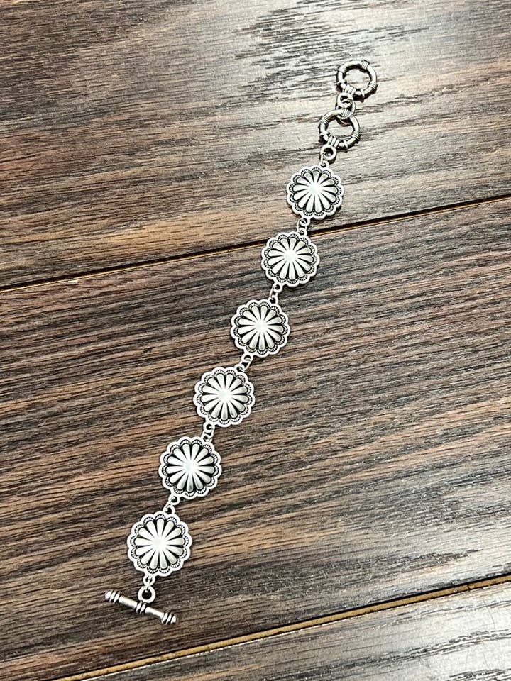 711329, Brass Concho Adjustable Bracelet for wholesale by ISAC Trading Inc