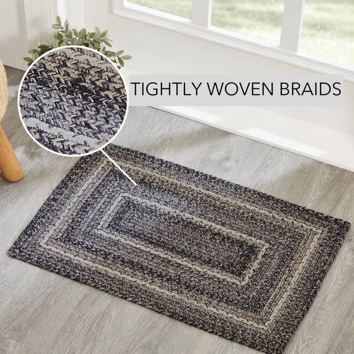 VHC Brands - Wholesale Door Mat - Sawyer Mill Black White Jute Rug Rect 20x30