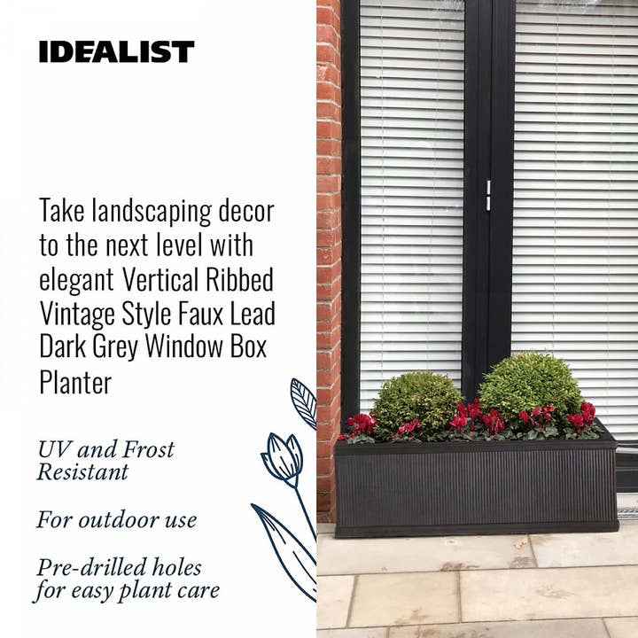 Idealist Lite Fibrestone Planters – wholesale Planter box – IDEALIST Vertical Ribbed Vintage Style Window Box4