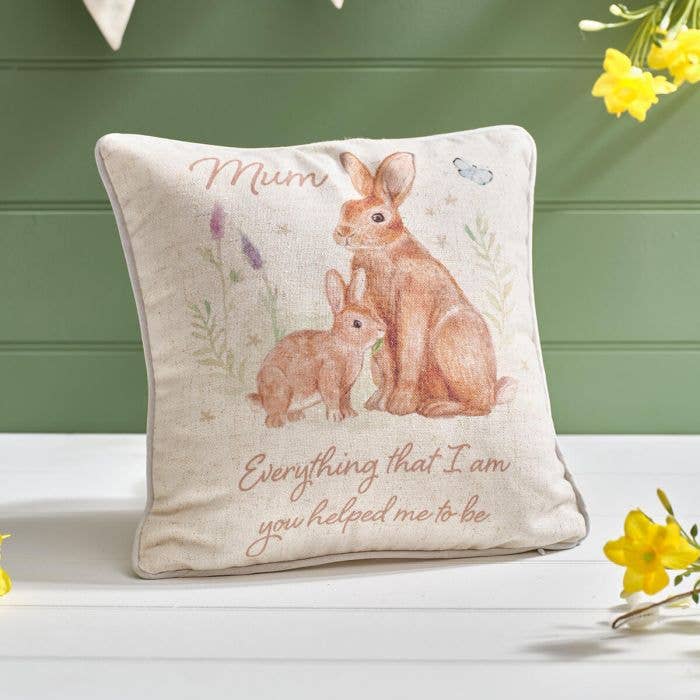 Wiesenfelder Kleines Quadrat Hase Mama Polyester/Leinen-Mischung Bedrucktes Kissen mit umgekehrtem Wiederholungsdruck für den Großhandel von Langs