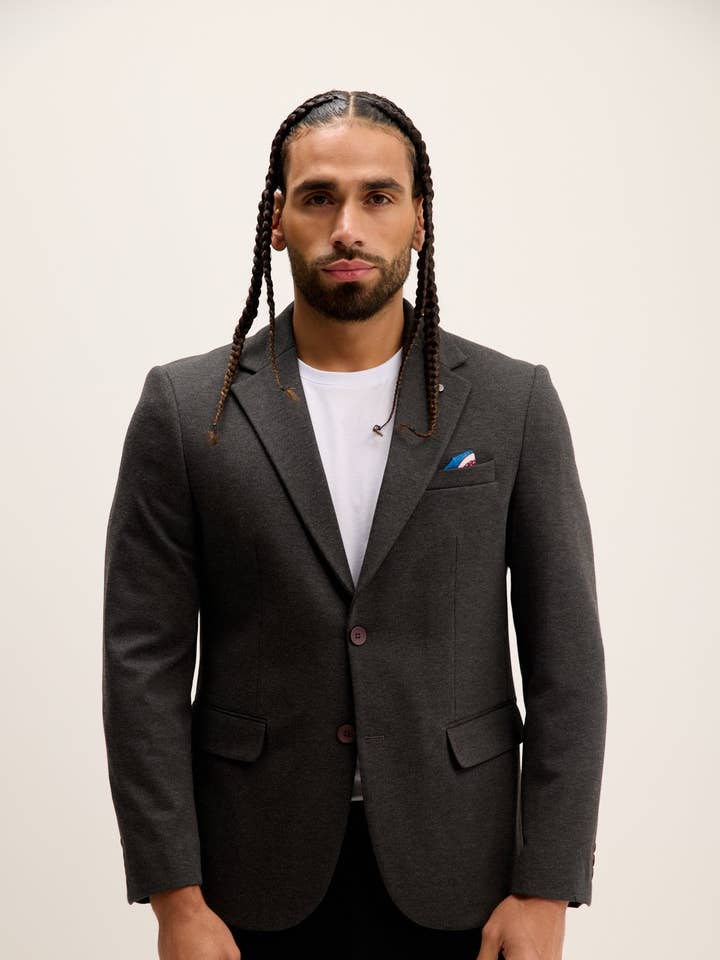 Men's Notch Lapel Blazer - Anthracite for wholesale by Ron Tomson