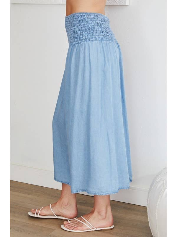 VENTI6 - Wholesale Skirt - Women's - SMOKED WAIST MIDI SKIRT (68884)1