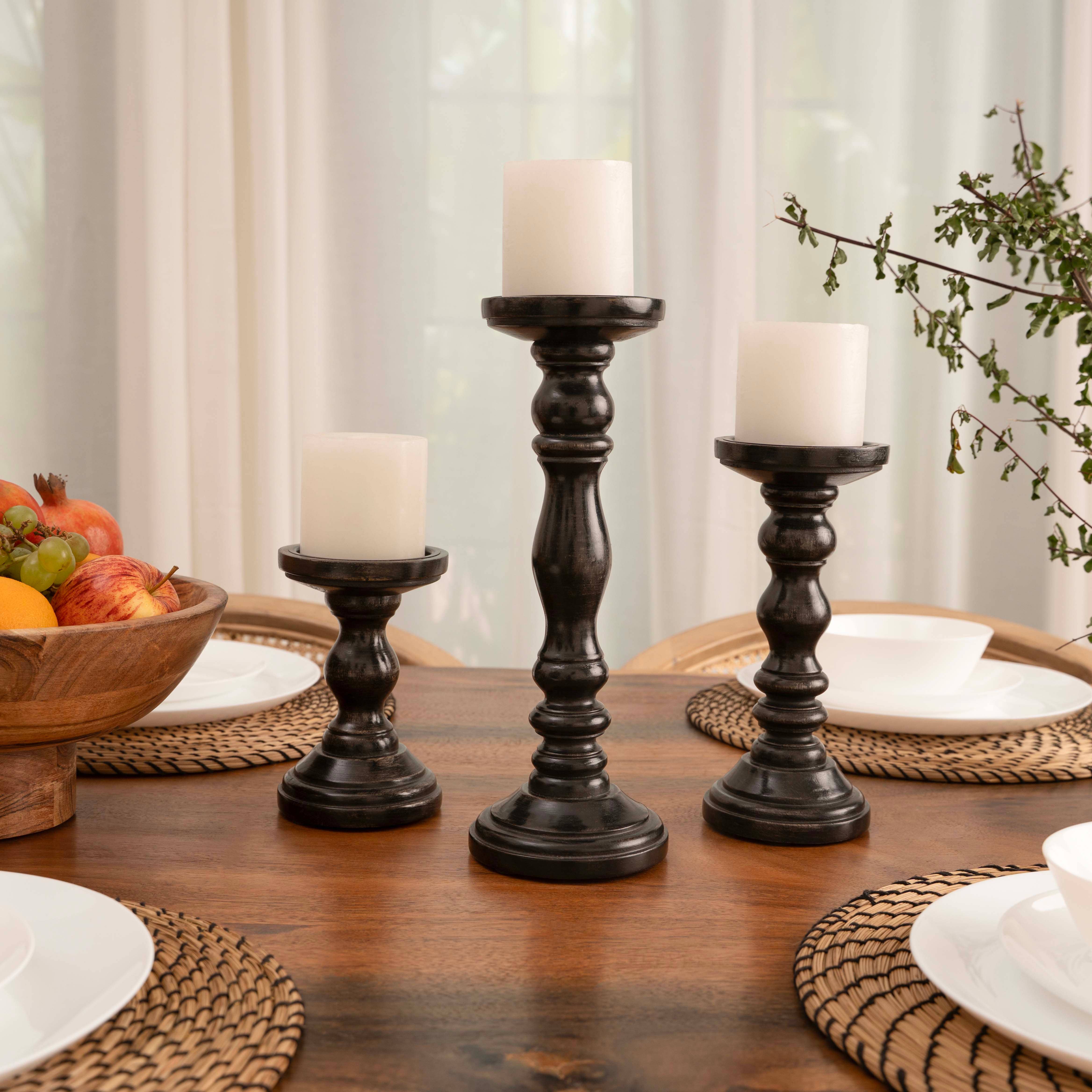 LuxeDesigns Co LLC - Wholesale Candle Holder - Wooden Candle Holders for Tall Pillar Candles Set of 321